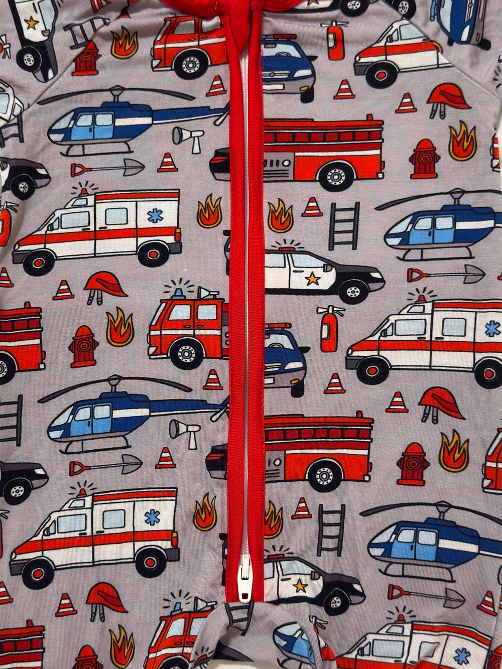 Weiwei Emergency Vehicles Bamboo Shorty Zippy 3–6 Months NWT Unisex